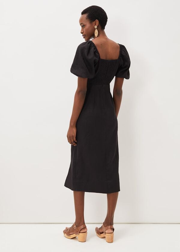 Phase Eight Effie Linen Puff Sleeve Dress