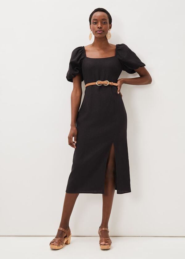 Phase Eight Effie Linen Puff Sleeve Dress