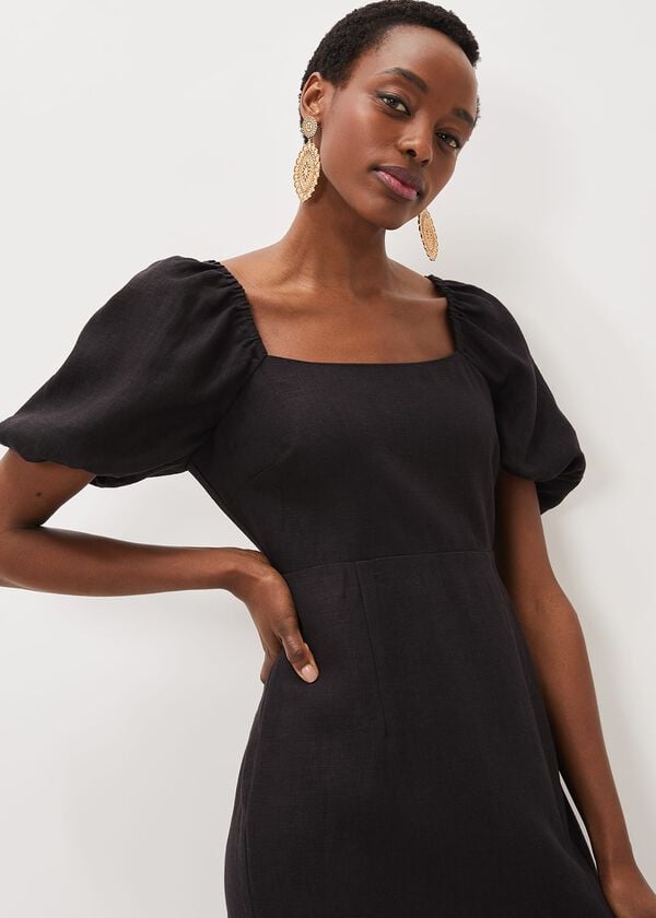 Phase Eight Effie Linen Puff Sleeve Dress