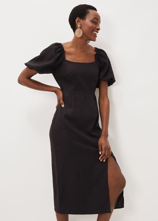 phase eight Effie Linen Puff Sleeve Dress