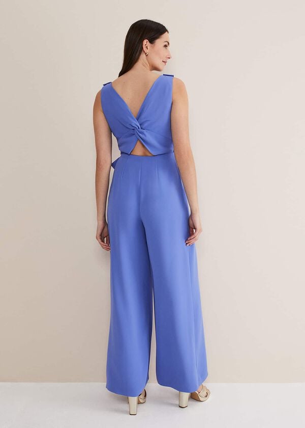 Phase Eight Elaina Blue Wide Leg Jumpsuit