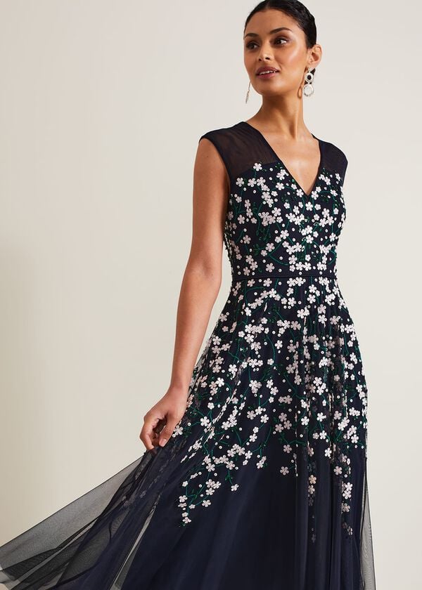 Phase Eight Ellen Blossom Beaded Midi Dress