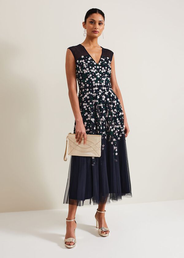 phase eight Ellen Blossom Beaded Midi Dress