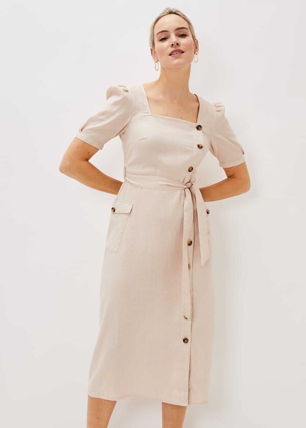 Phase Eight Elletta Square Neck Linen Dress