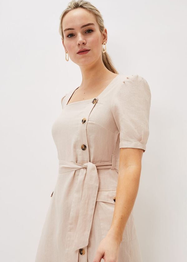 Phase Eight Elletta Square Neck Linen Dress