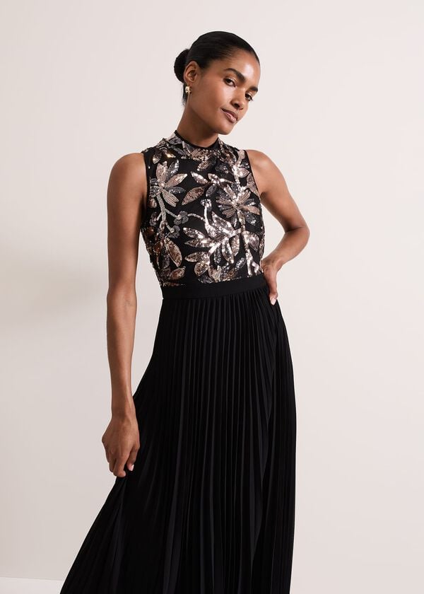 Phase Eight Emalise Sequin Pleat Maxi Dress