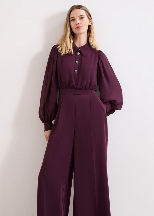 Phase Eight Emily Burgundy Jumpsuit