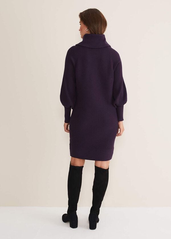 Phase Eight Erma Rippled Cowl Neck Knit Dress