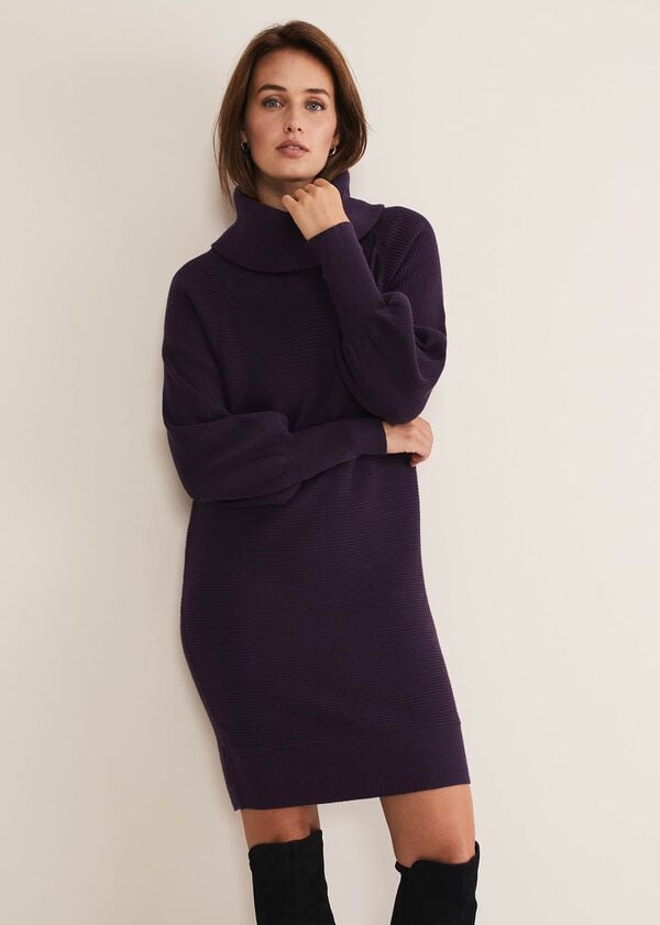phase eight Erma Rippled Cowl Neck Knit Dress