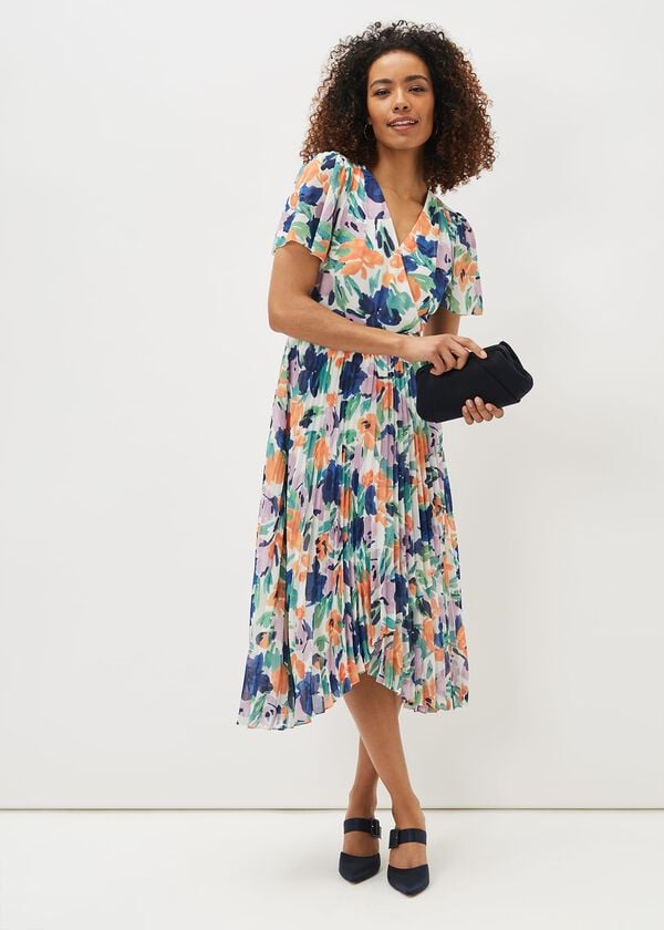 Phase Eight Essie Floral Pleated Midi Dress