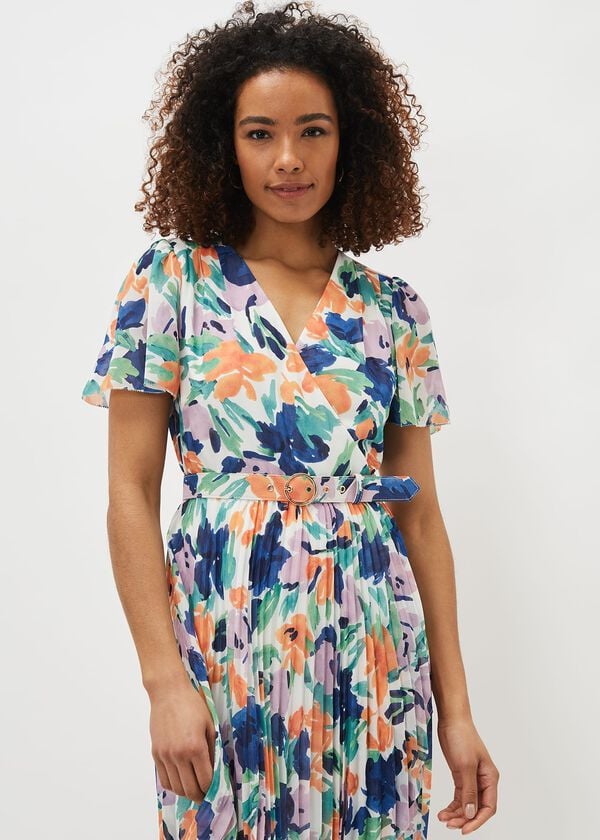 Phase Eight Essie Floral Pleated Midi Dress