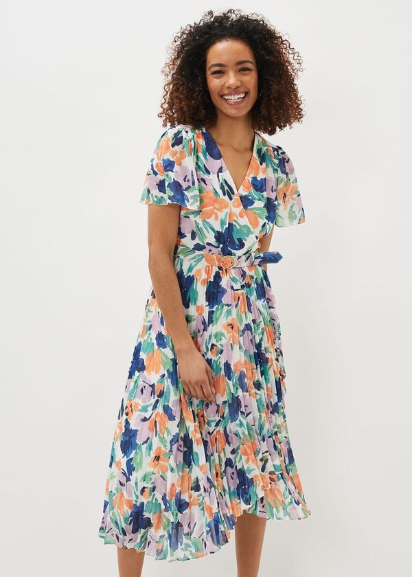 phase eight Essie Floral Pleated Midi Dress