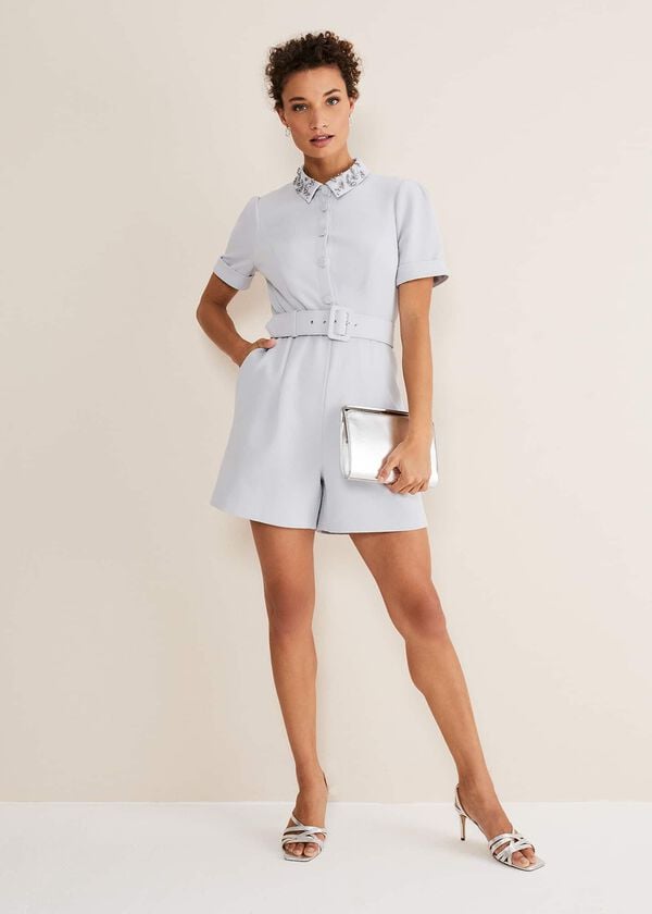 Phase Eight Etta Embelished Collar Playsuit