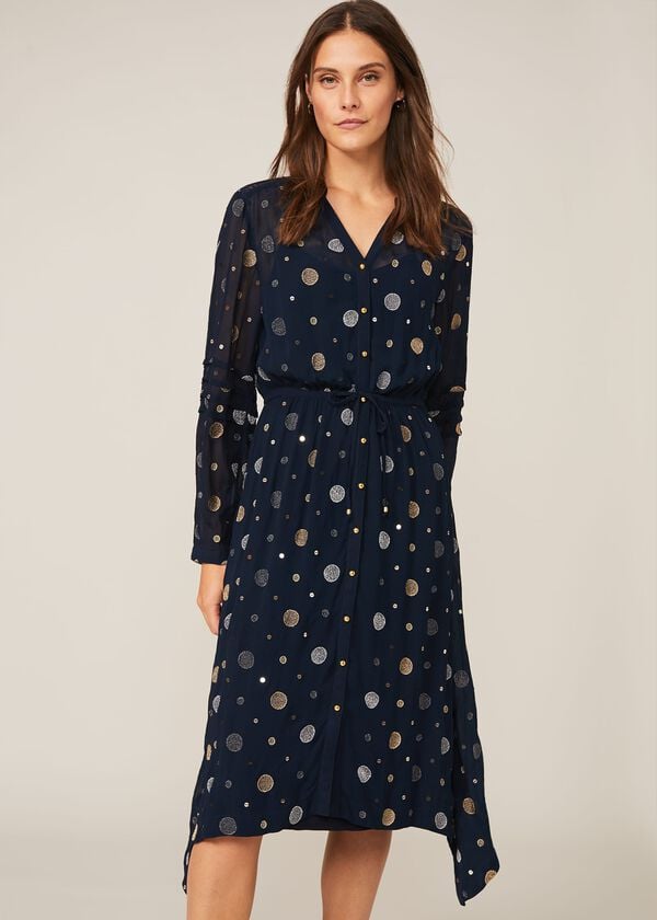 Phase Eight Eve Embroidered Spot Dress
