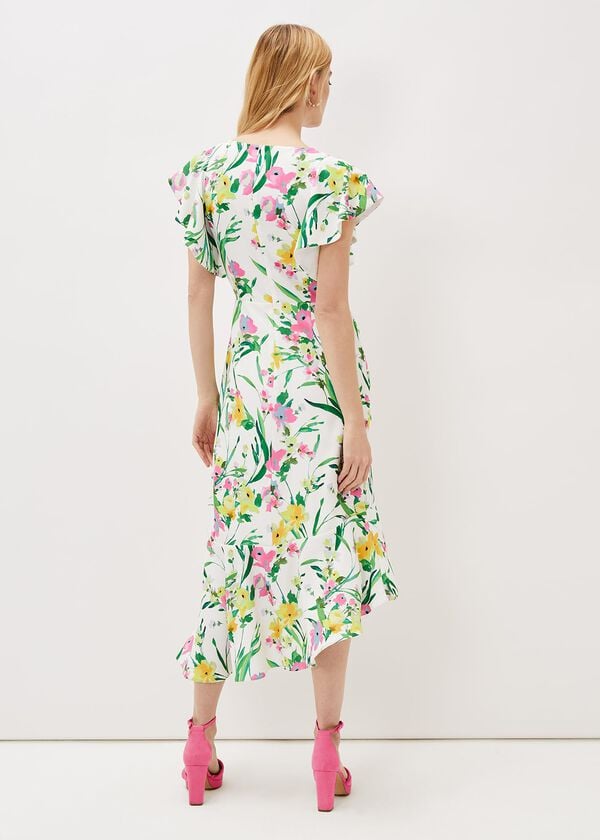 Phase Eight Evelin Printed Frill Hem Dress