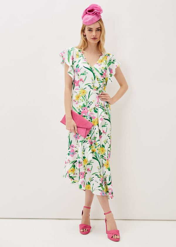 Phase Eight Evelin Printed Frill Hem Dress