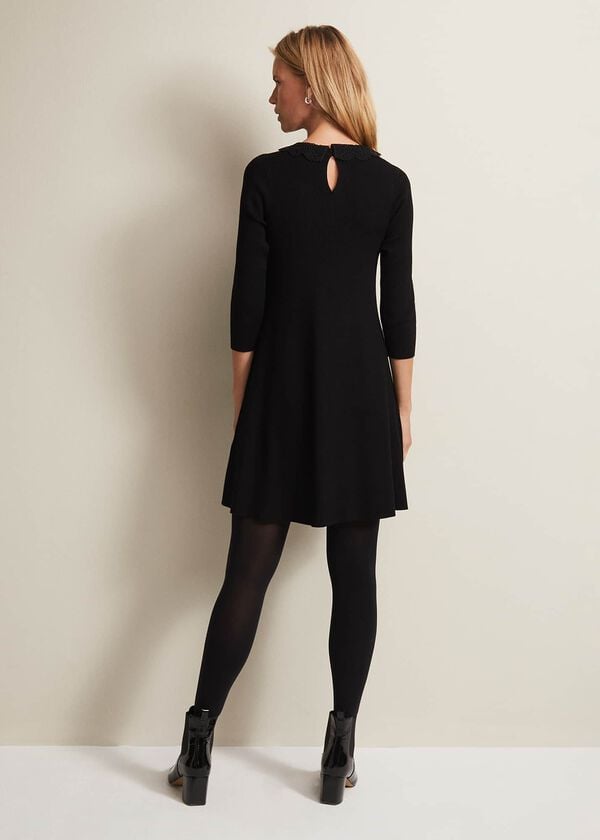 Phase Eight Evelyn Black Ribbed Mini Dress