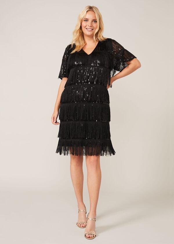Phase Eight Farina Sequin Fringe Dress