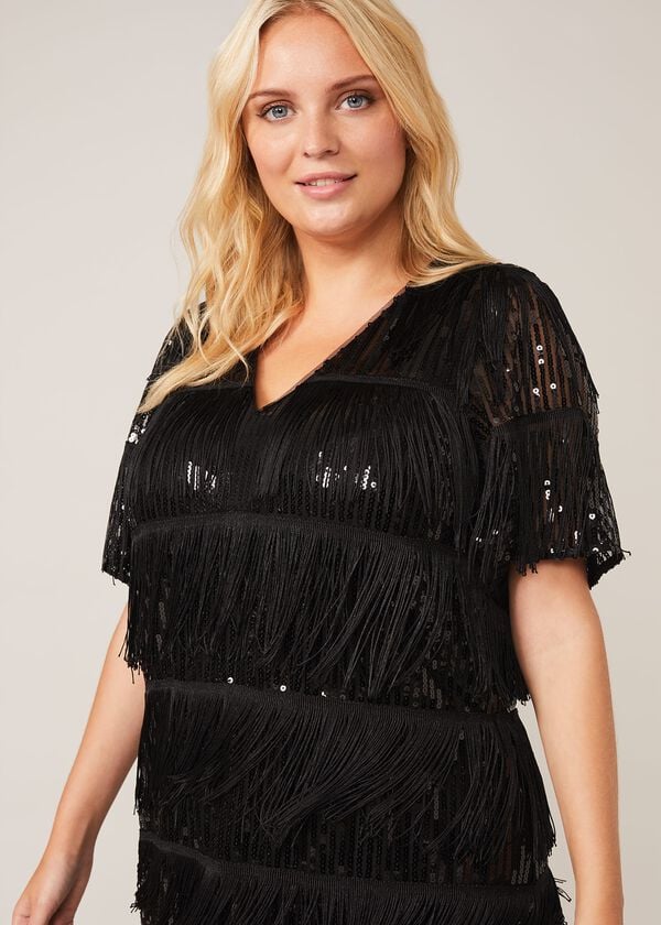 Phase Eight Farina Sequin Fringe Dress