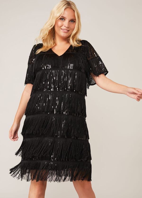 phase eight Farina Sequin Fringe Dress