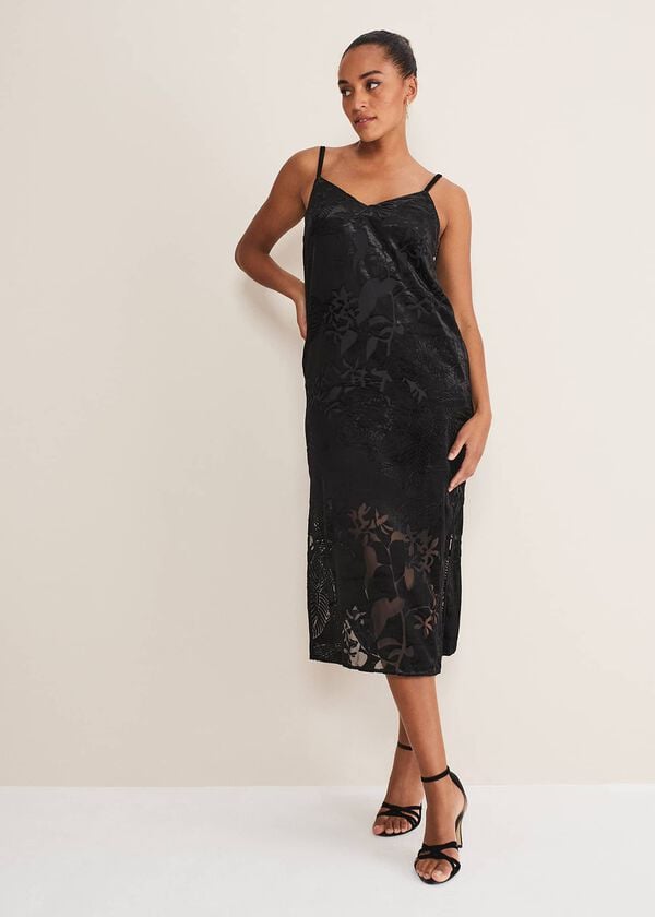 phase eight Fayette Textured Velvet Slip Dress