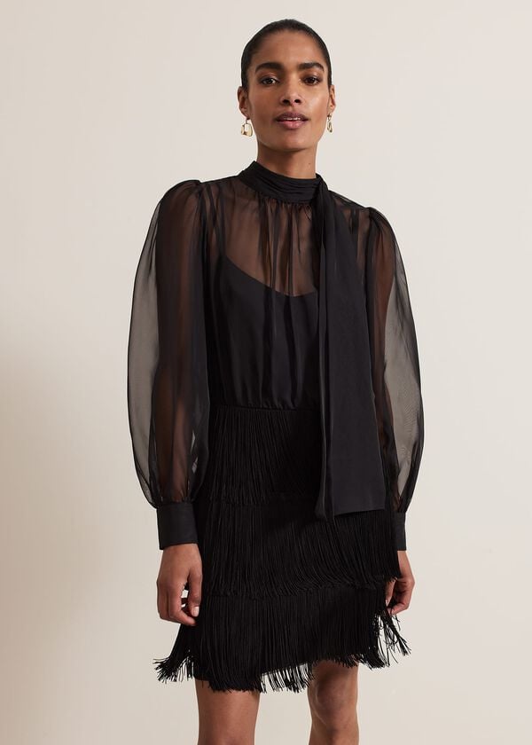 phase eight Felicity Black Fringe Skirt Dress