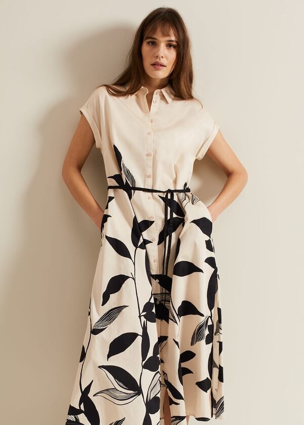 Phase Eight Felicity Leaf Print Midi Dress