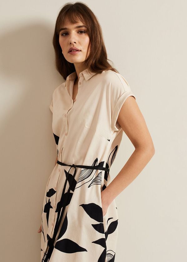 Phase Eight Felicity Leaf Print Midi Dress