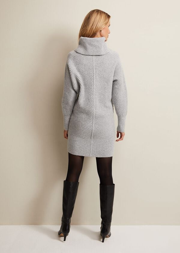 Phase Eight Fillipa Grey Knitted Tunic Mini Dress