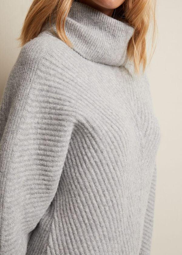 Phase Eight Fillipa Grey Knitted Tunic Mini Dress