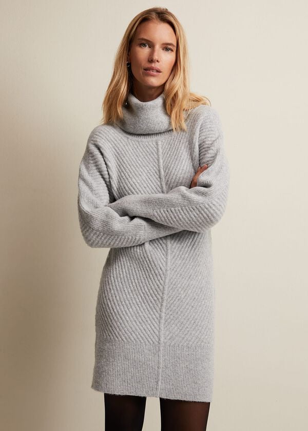 phase eight Fillipa Grey Knitted Tunic Mini Dress