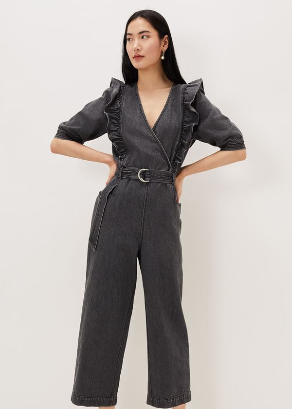 Phase Eight Flora Denim Frill Jumpsuit