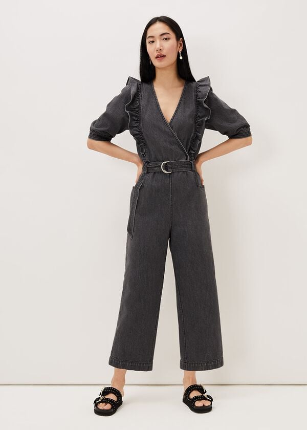 phase eight Flora Denim Frill Jumpsuit