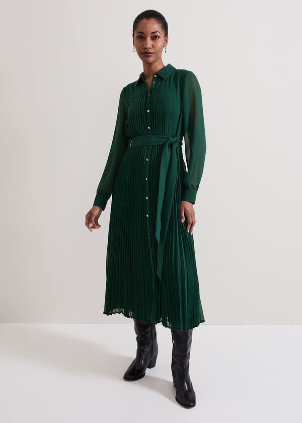 phase eight Gabriela Green Pleated Shirt Dress
