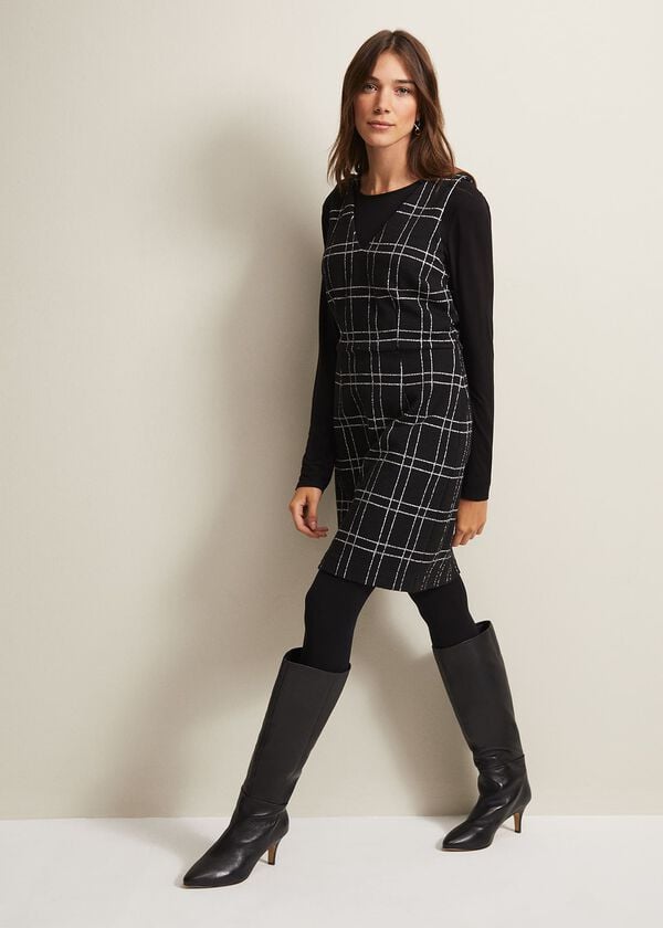 Phase Eight Gemma Checked Pinafore Mini Dress