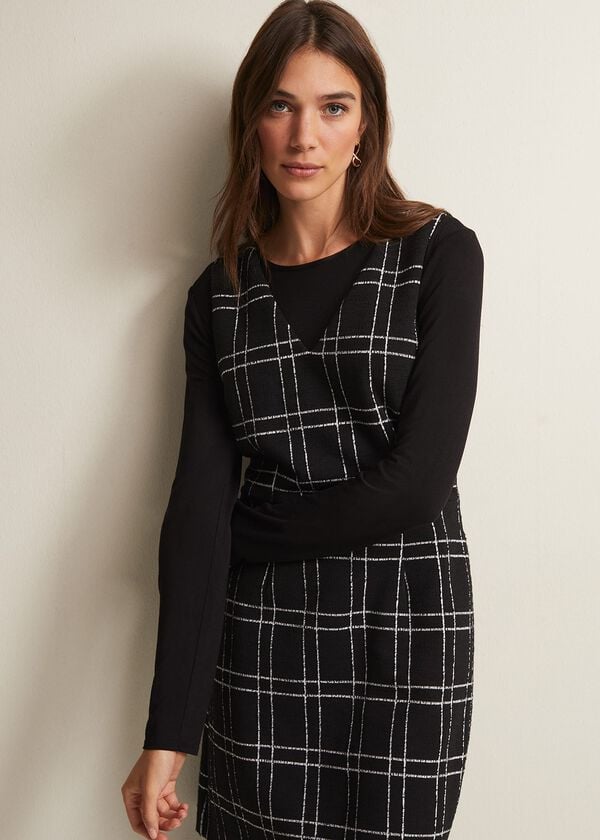 Phase Eight Gemma Checked Pinafore Mini Dress