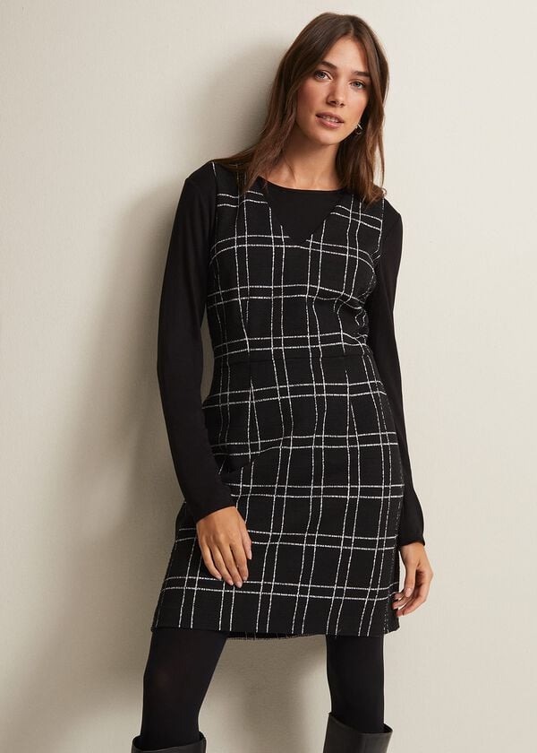 phase eight Gemma Checked Pinafore Mini Dress