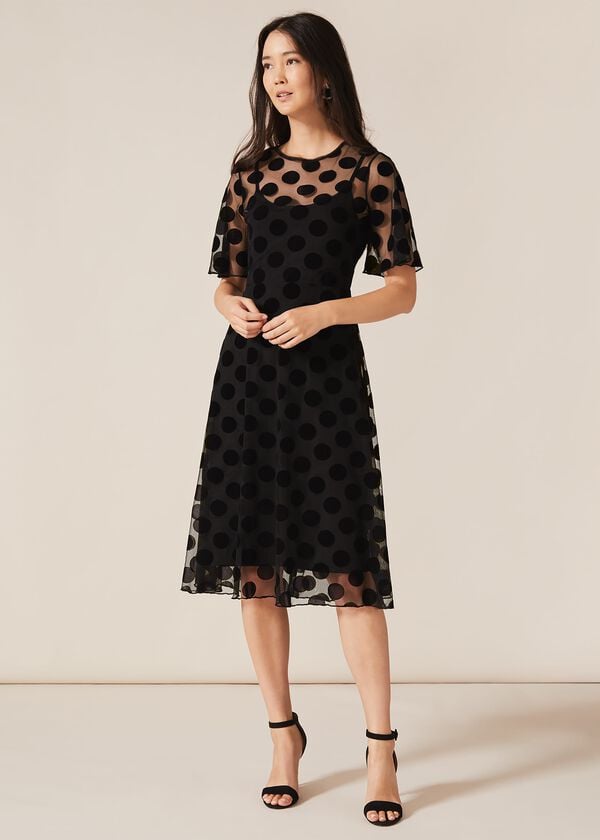Phase Eight Georgette Spot Mesh Dress