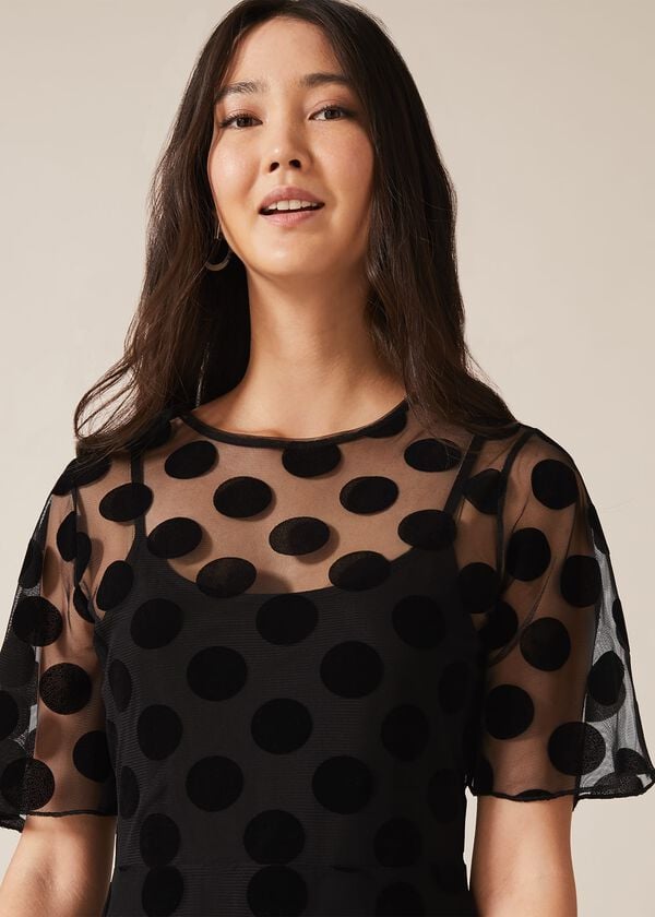 Phase Eight Georgette Spot Mesh Dress