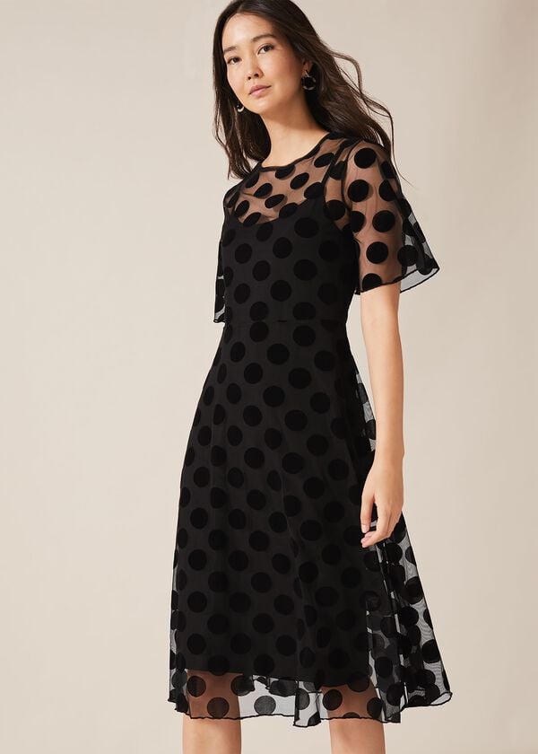phase eight Georgette Spot Mesh Dress
