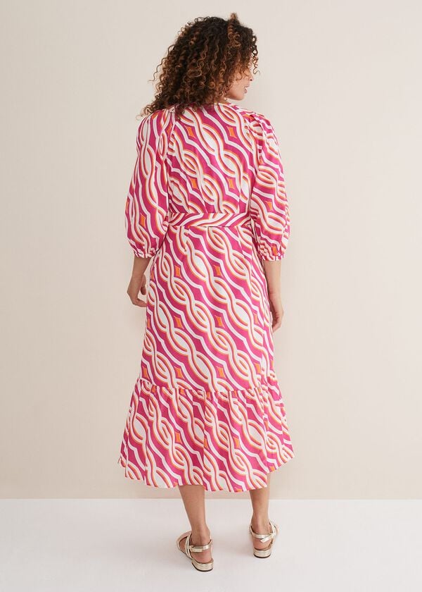 Phase Eight Georgie Cotton Geo Midi Dress