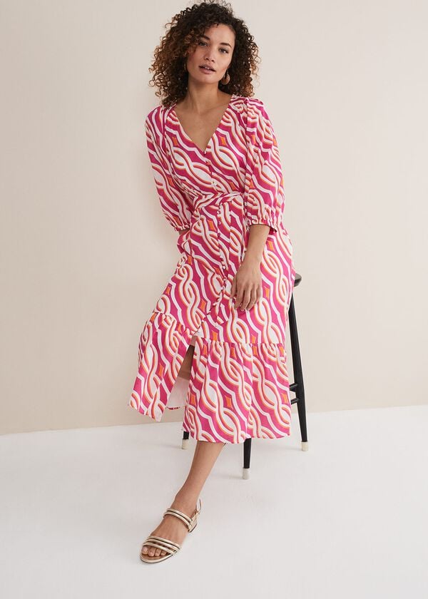 phase eight Georgie Cotton Geo Midi Dress