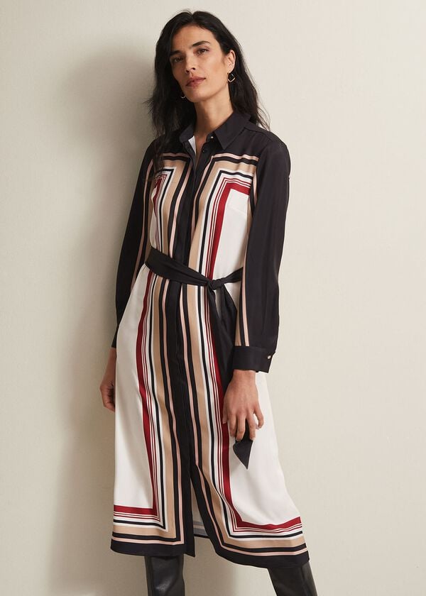 Phase Eight Geri Striped Shirt Midi Dress