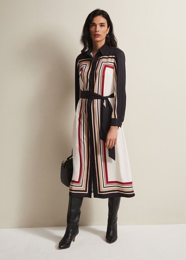 phase eight Geri Striped Shirt Midi Dress
