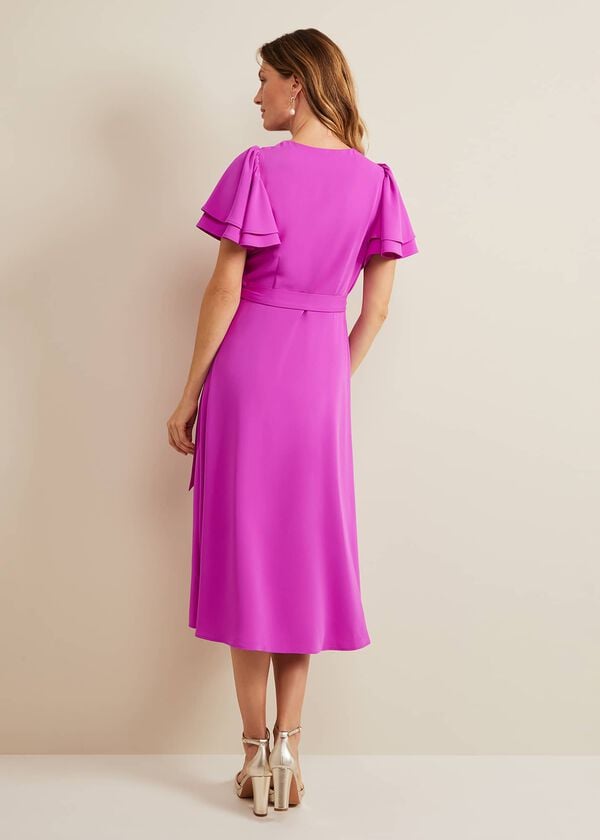 Phase Eight Gian Magenta Wrap Midi Dress