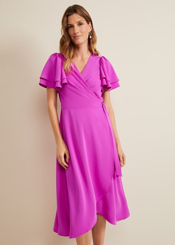 Phase Eight Gian Magenta Wrap Midi Dress