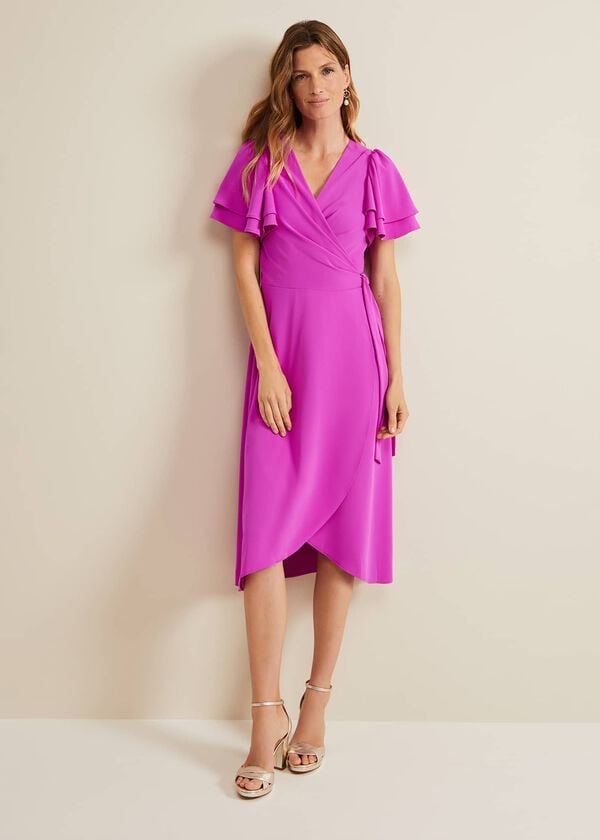 phase eight Gian Magenta Wrap Midi Dress