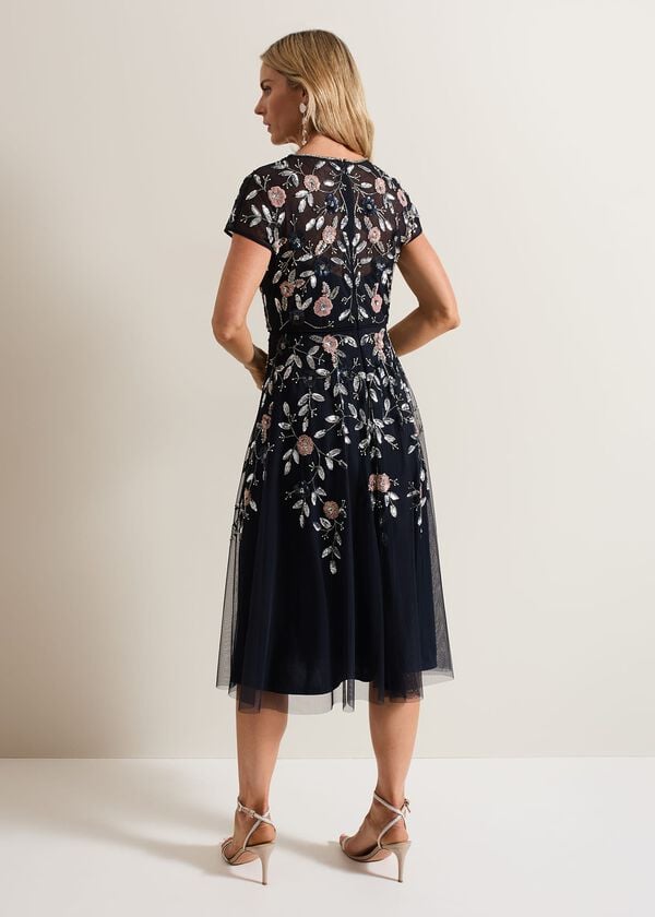 Phase Eight Giana Floral Embellished Midi Dress