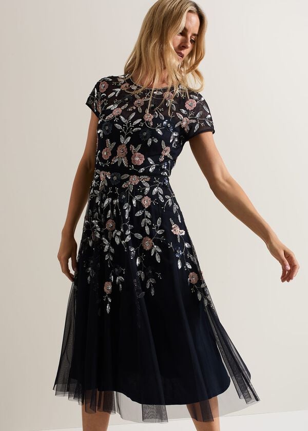 phase eight Giana Floral Embellished Midi Dress