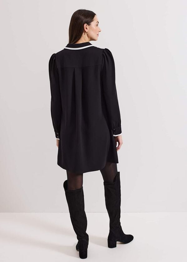 Phase Eight Gina Black Collar Swing Dress